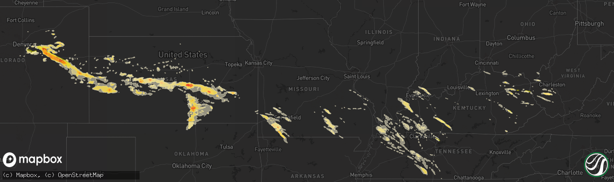 Hail map in Missouri on June 4, 2014