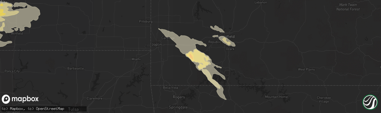 Hail map in Monett, MO on June 4, 2014