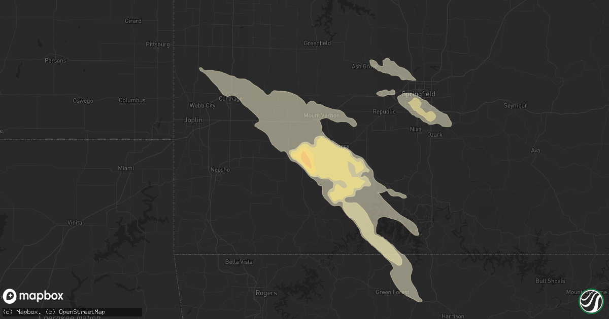 Hail map in Monett, MO on June 4, 2014