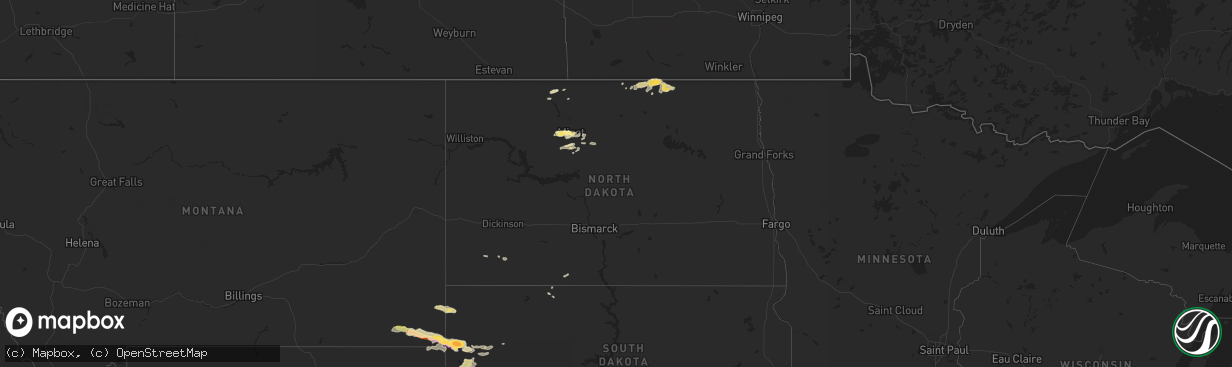 Hail map in North Dakota on June 4, 2014