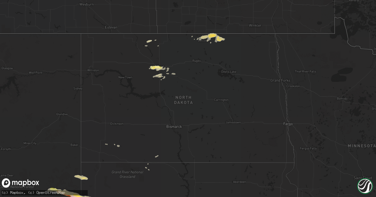Hail map in North Dakota on June 4, 2014