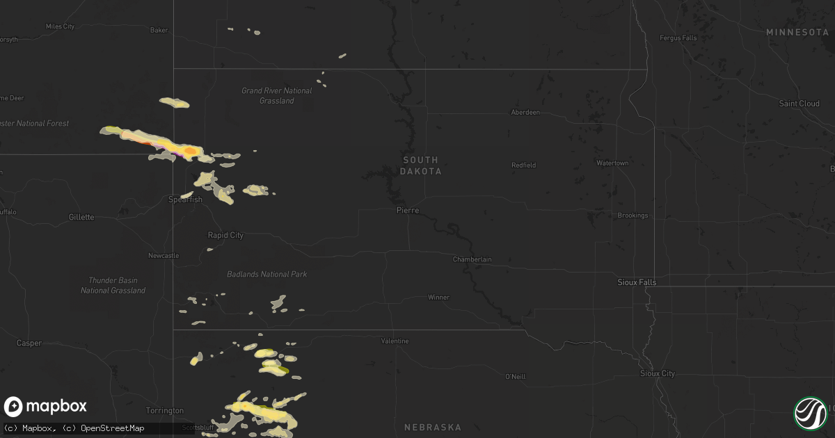 Hail map in South Dakota on June 4, 2014