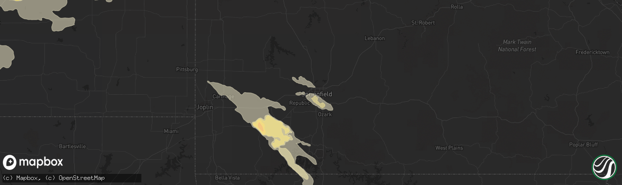 Hail map in Springfield, MO on June 4, 2014