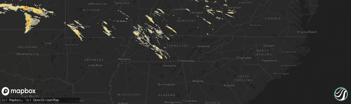 Hail map in Tennessee on June 4, 2014