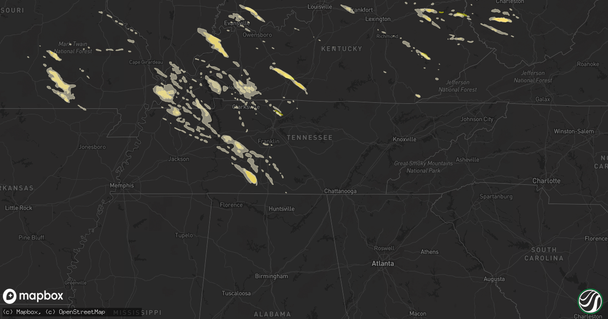Hail map in Tennessee on June 4, 2014