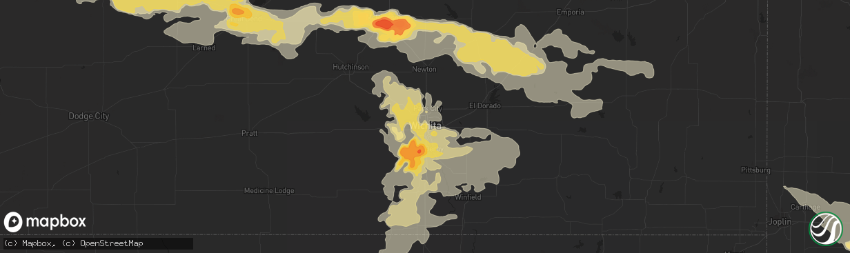 Hail map in Wichita, KS on June 4, 2014