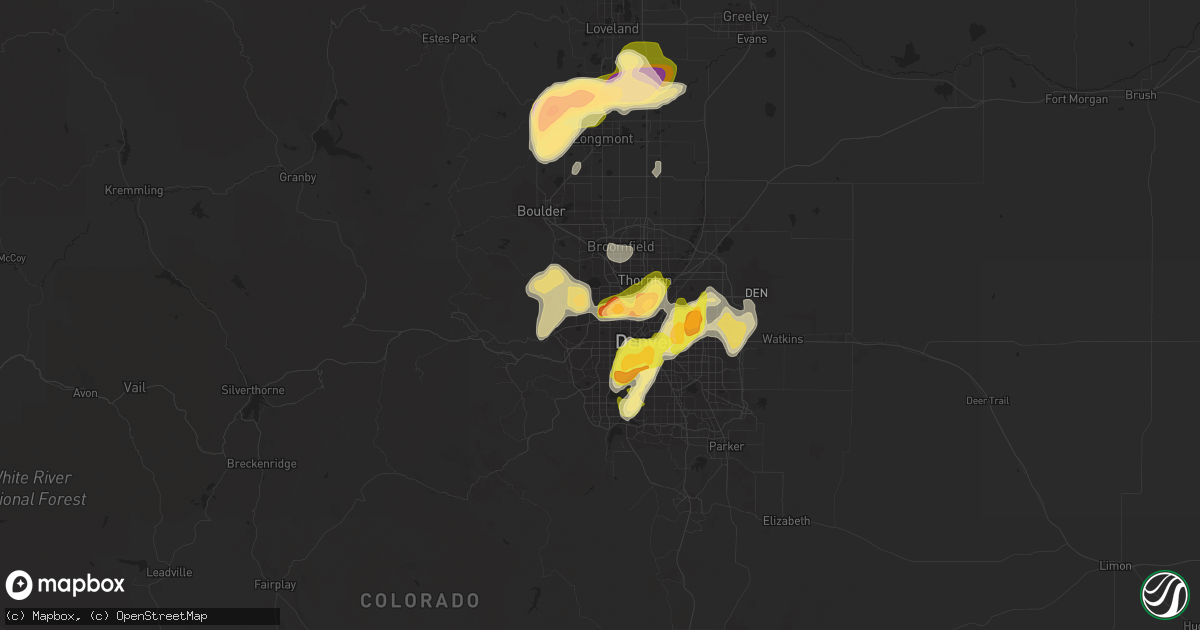 Hail map in Arvada, CO on June 4, 2015