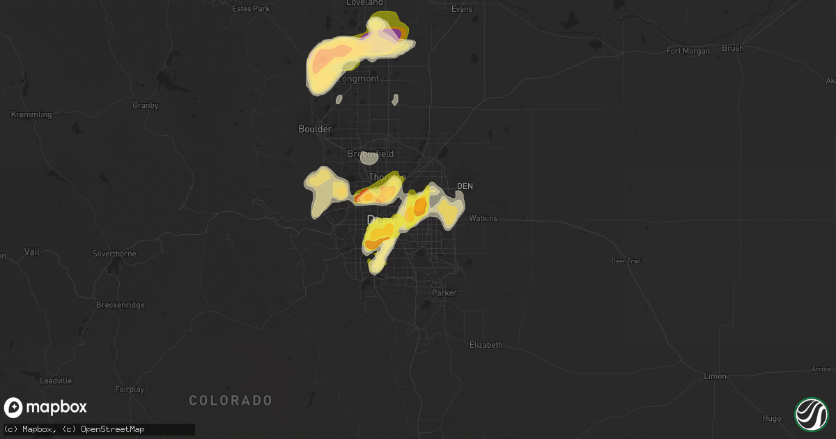 Hail map in Aurora, CO on June 4, 2015