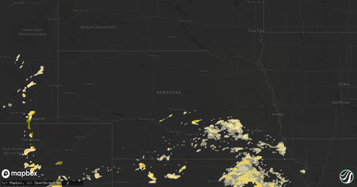 Hail map in Nebraska on June 4, 2015