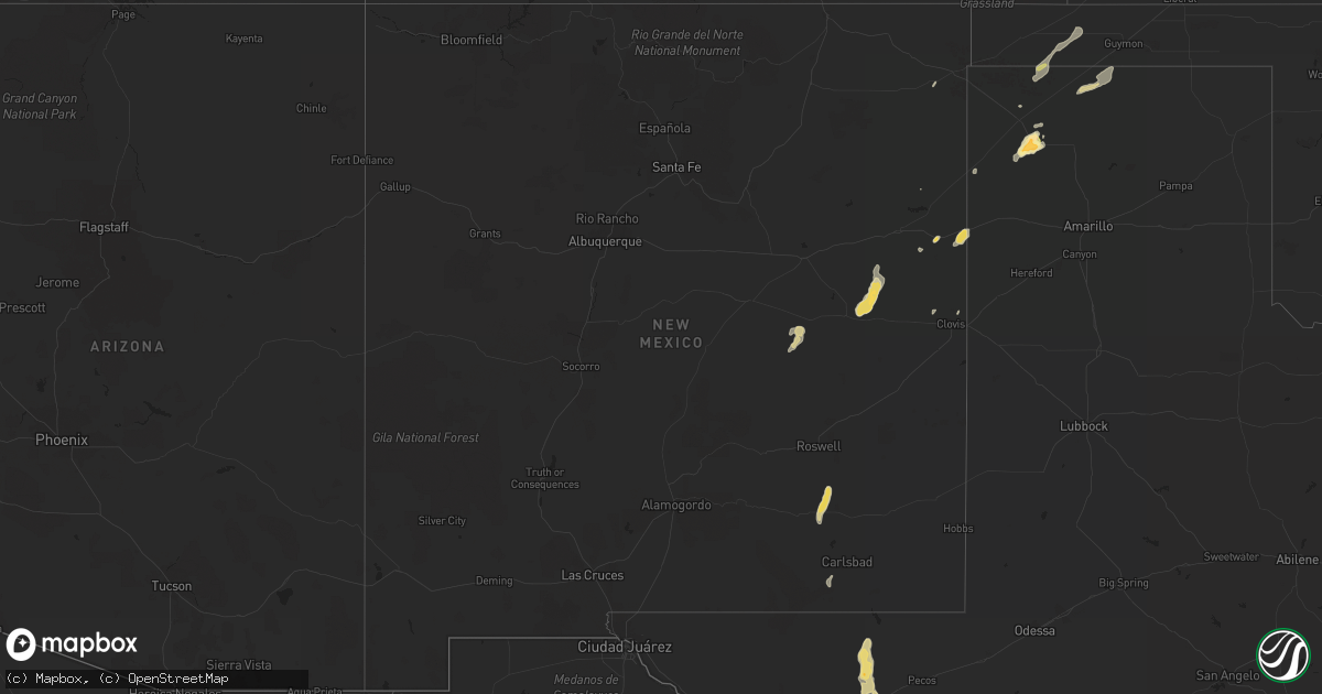 Hail map in New Mexico on June 4, 2015
