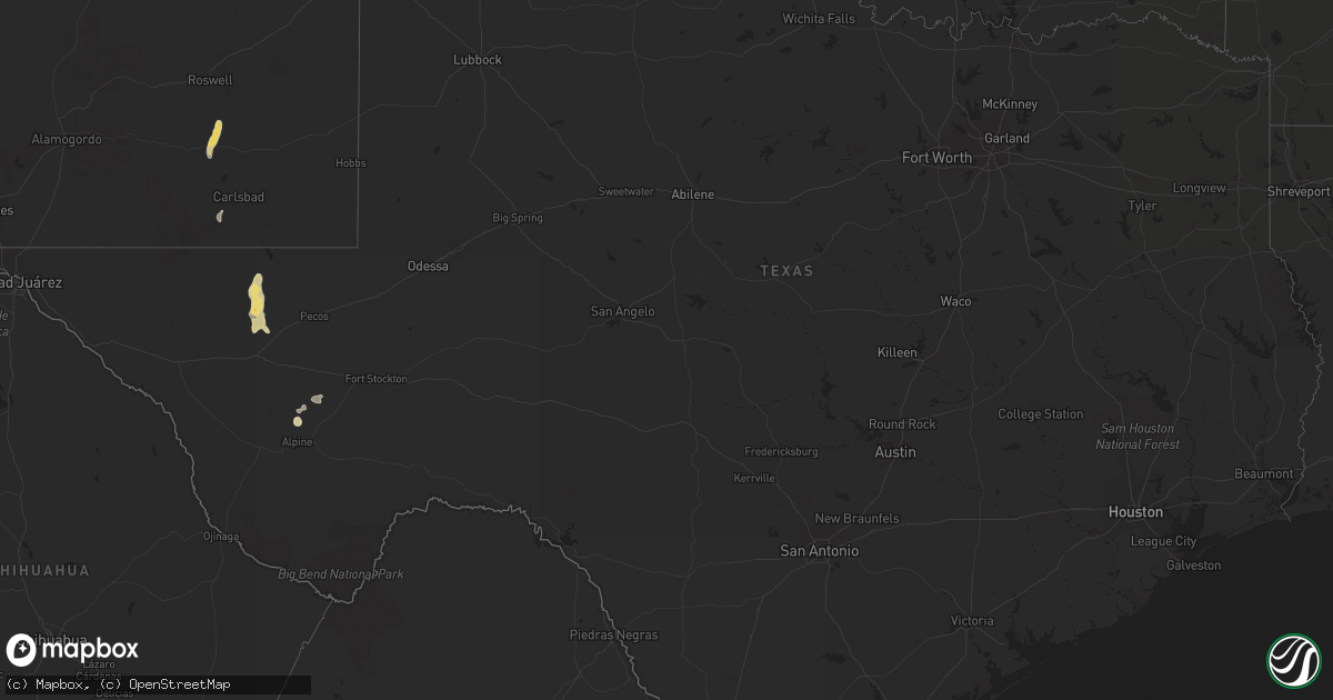 Hail map in Texas on June 4, 2015