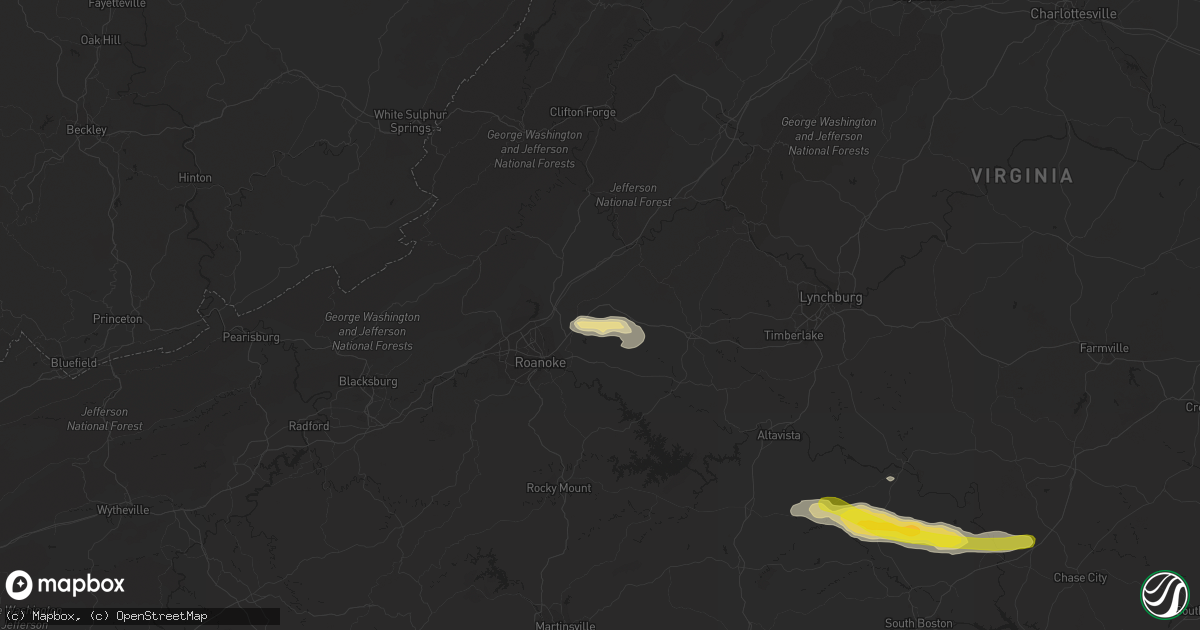 Hail map in Blue Ridge, VA on June 4, 2016