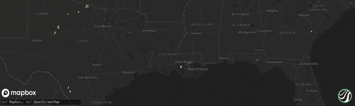 Hail map in Louisiana on June 4, 2016