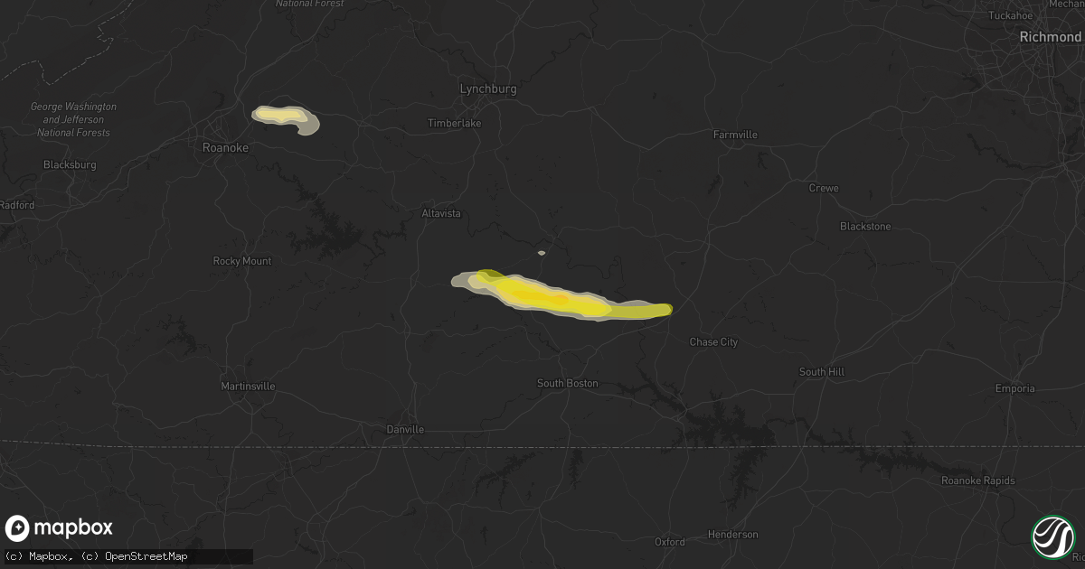 Hail map in Nathalie, VA on June 4, 2016