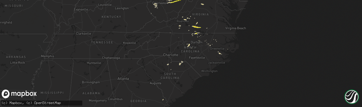 Hail map in North Carolina on June 4, 2016