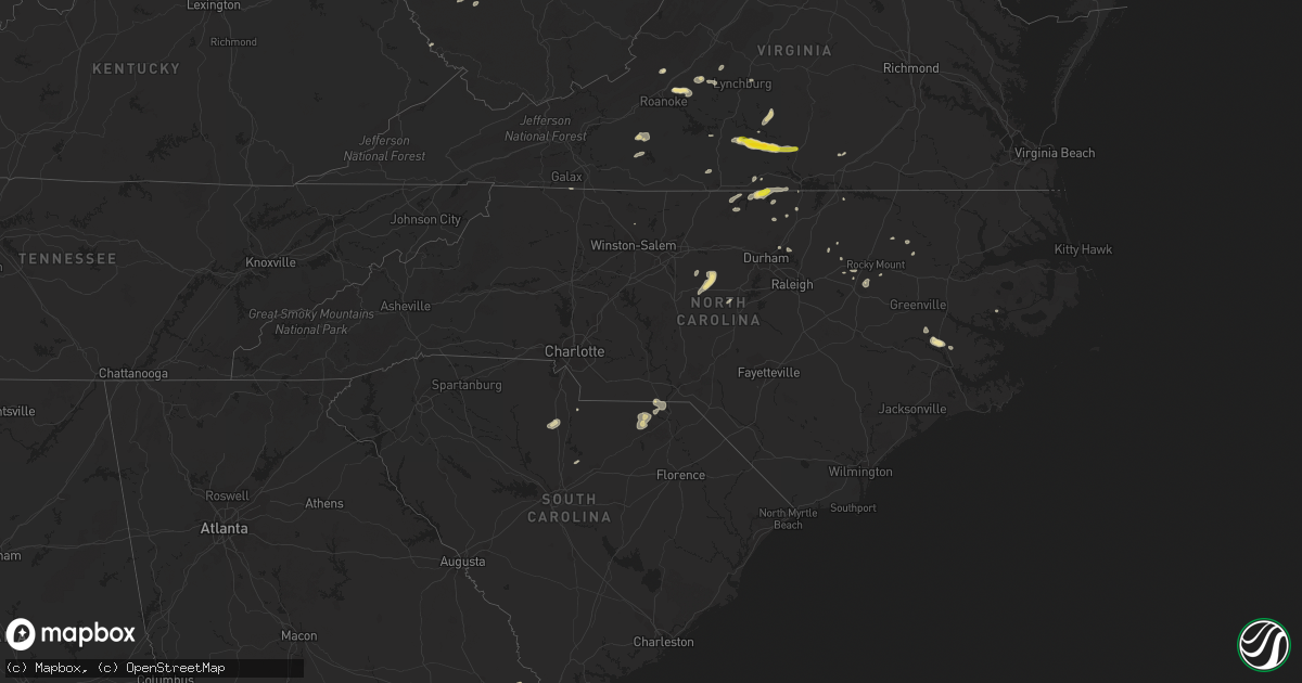 Hail map in North Carolina on June 4, 2016