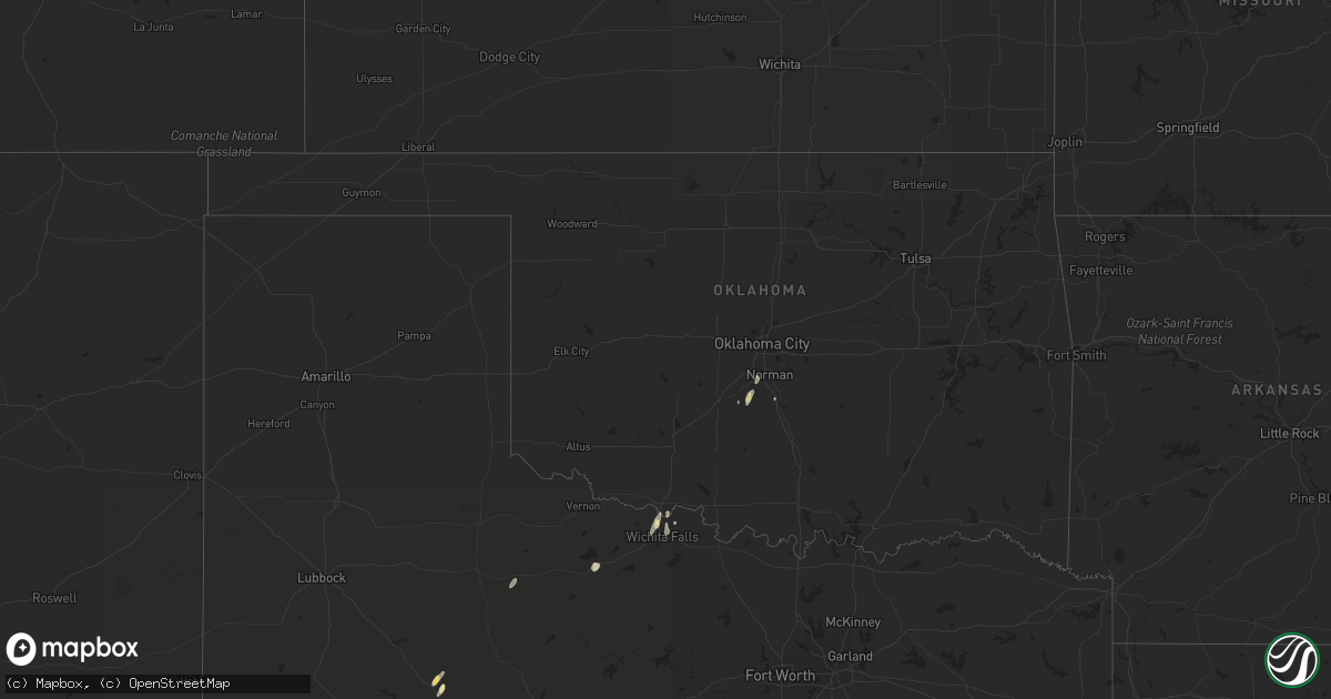 Hail map in Oklahoma on June 4, 2016