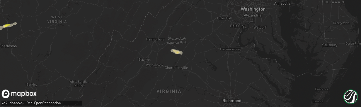 Hail map in Ruckersville, VA on June 4, 2016