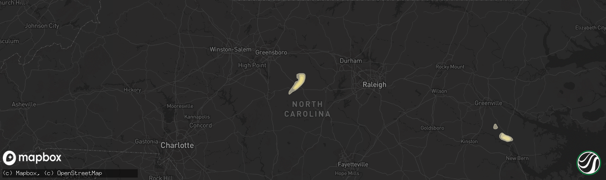 Hail map in Siler City, NC on June 4, 2016