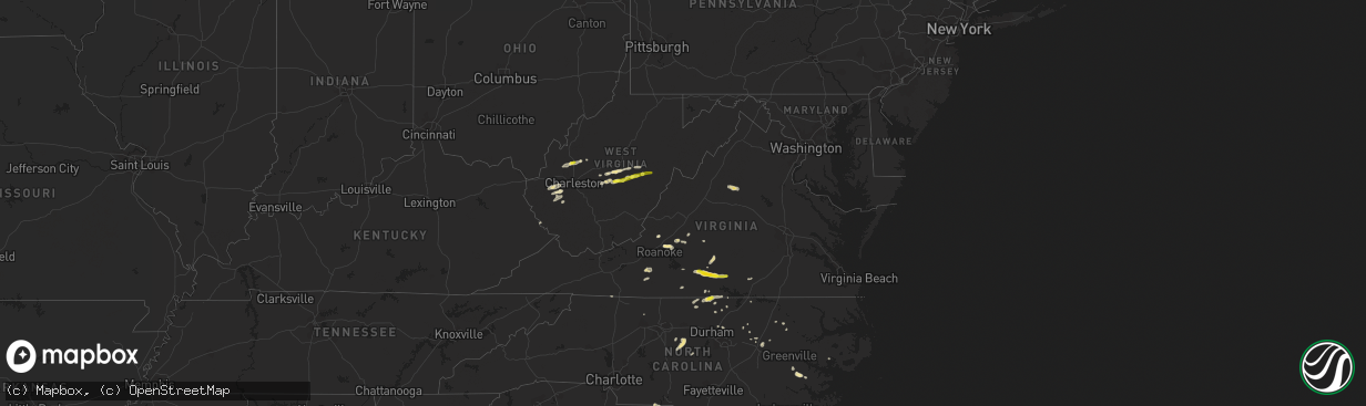 Hail map in Virginia on June 4, 2016