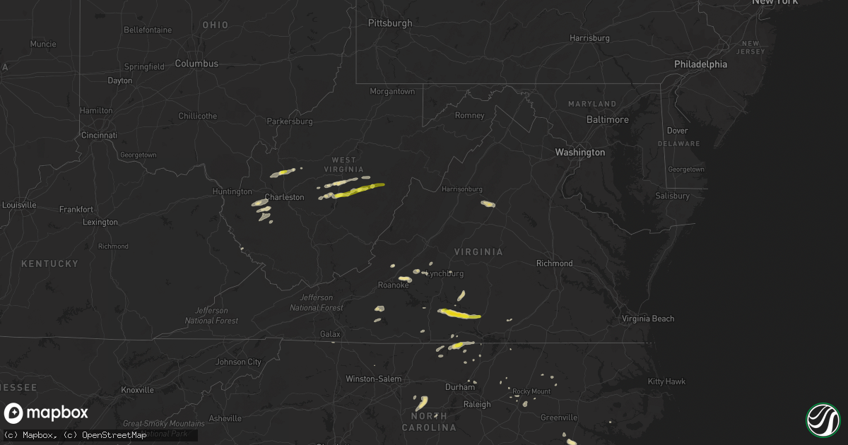 Hail map in Virginia on June 4, 2016