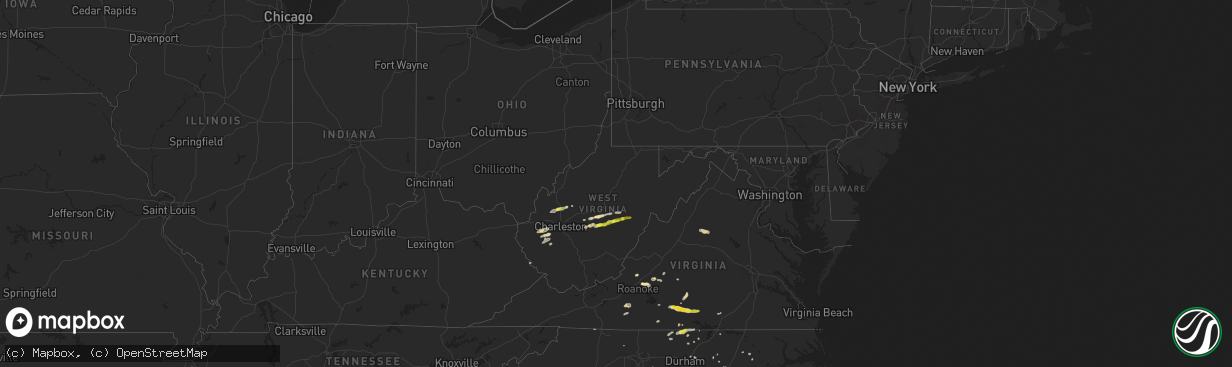 Hail map in West Virginia on June 4, 2016