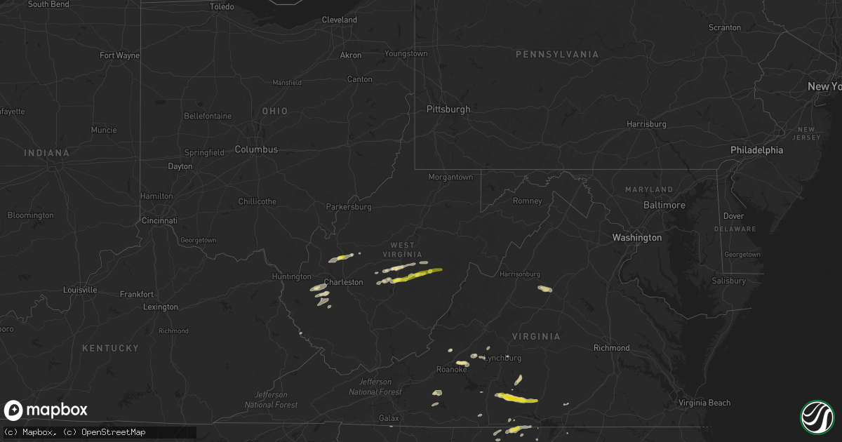 Hail map in West Virginia on June 4, 2016