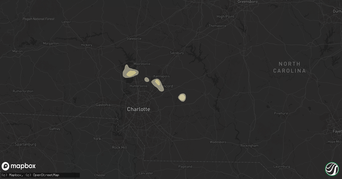 Hail map in Concord, NC on June 4, 2017