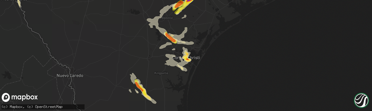 Hail map in Corpus Christi, TX on June 4, 2017