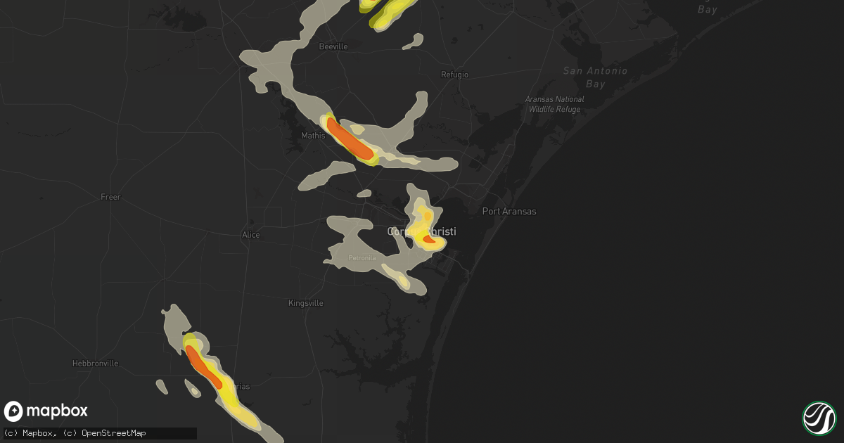 Hail map in Corpus Christi, TX on June 4, 2017