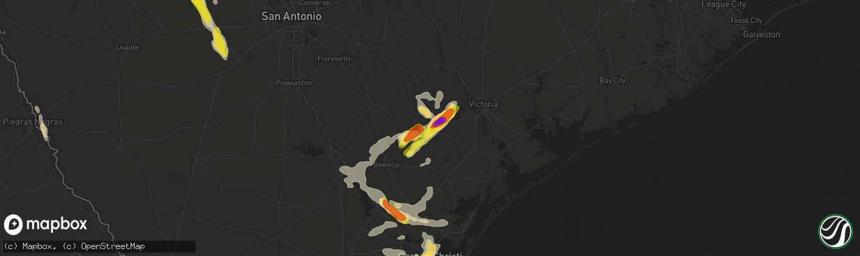 Hail map in Goliad, TX on June 4, 2017