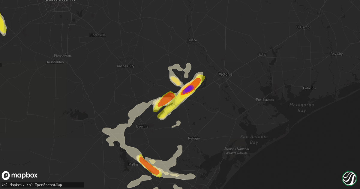 Hail map in Goliad, TX on June 4, 2017