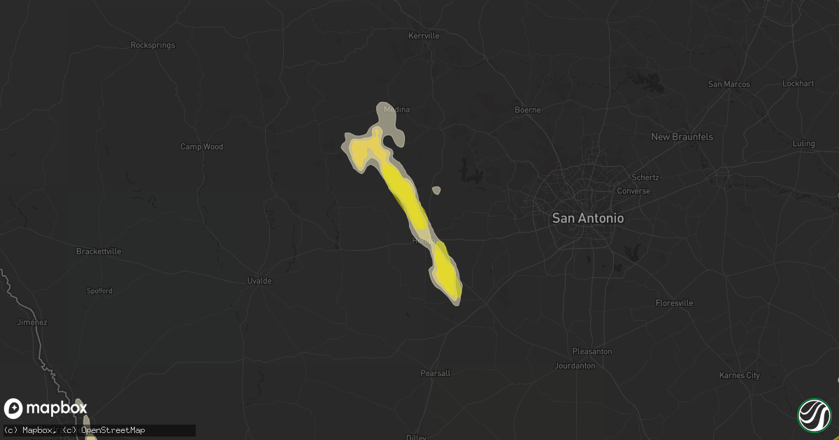 Hail map in Hondo, TX on June 4, 2017