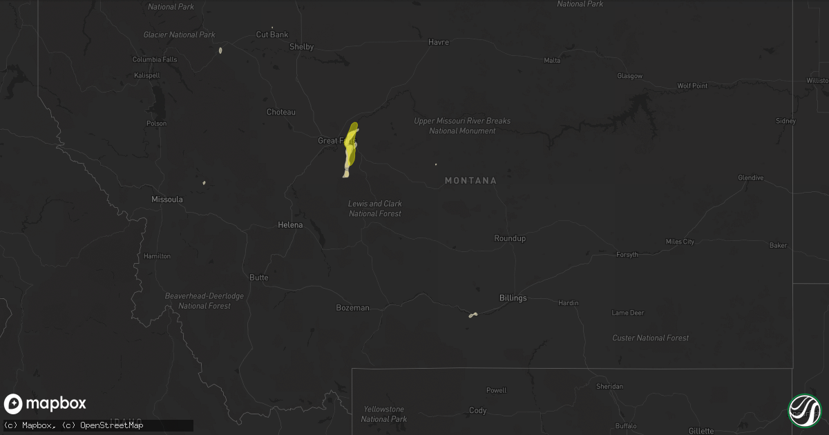 Hail map in Montana on June 4, 2017