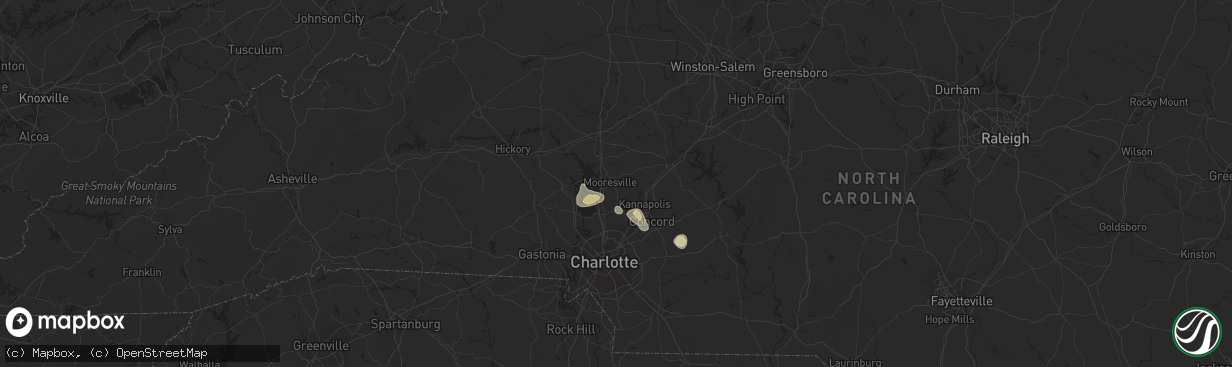 Hail map in Mooresville, NC on June 4, 2017