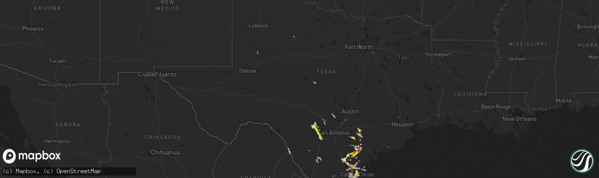 Hail map in Texas on June 4, 2017