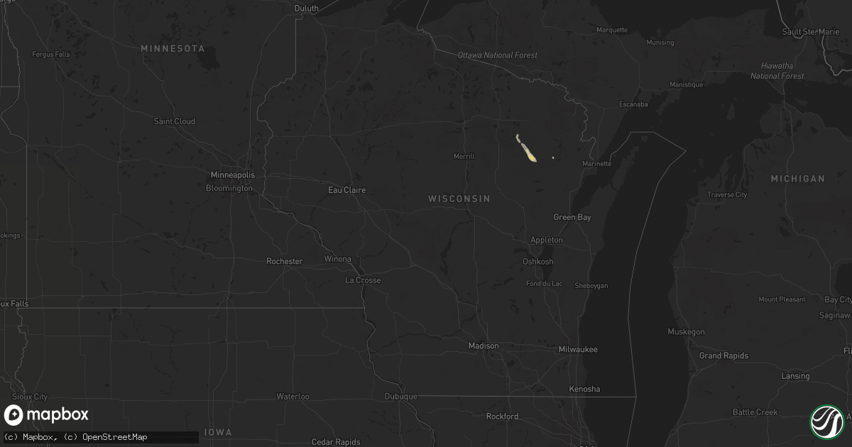 Hail map in Wisconsin on June 4, 2017