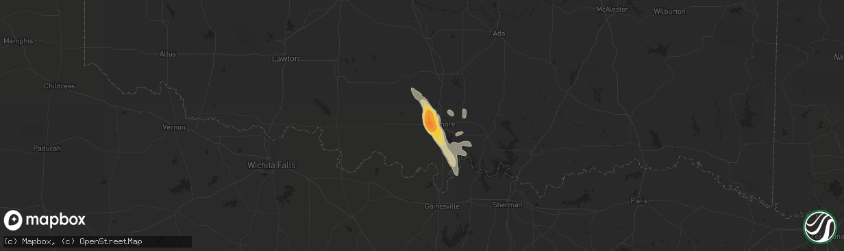 Hail map in Lone Grove, OK on June 4, 2018