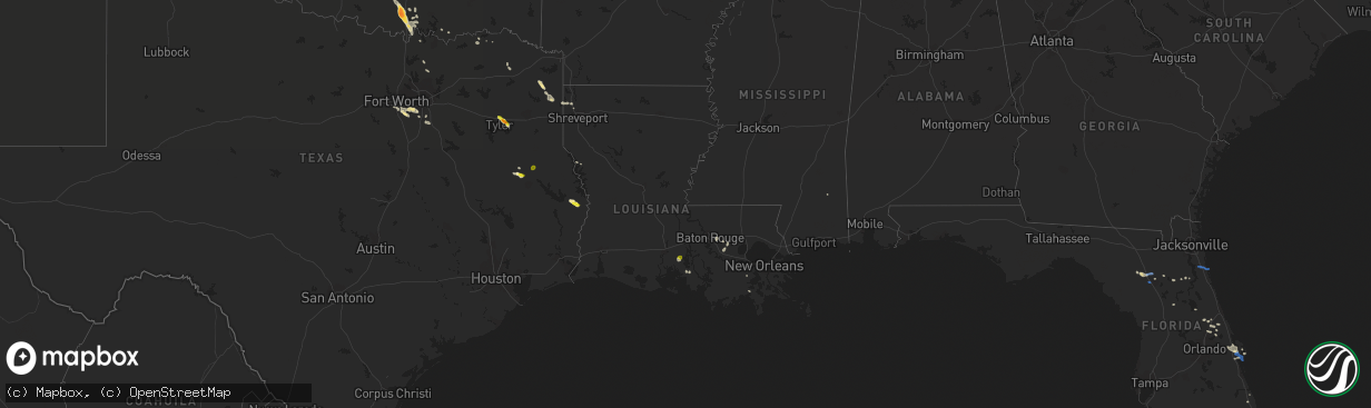 Hail map in Louisiana on June 4, 2018