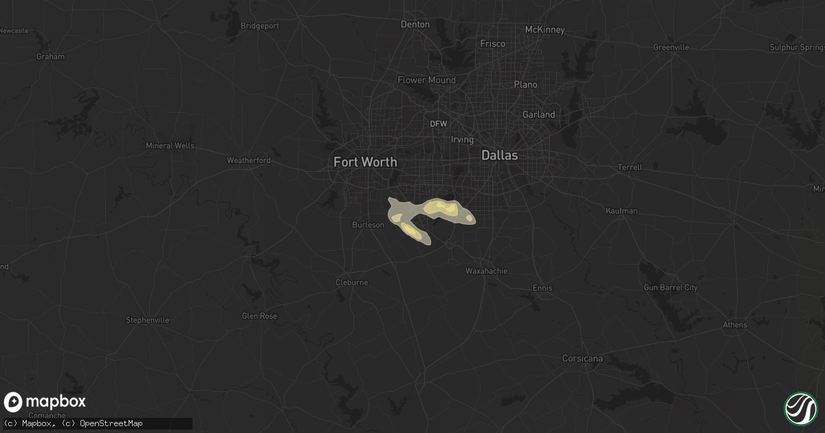 Hail map in Mansfield, TX on June 4, 2018