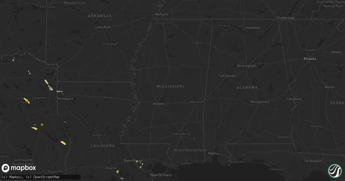 Hail map in Mississippi on June 4, 2018