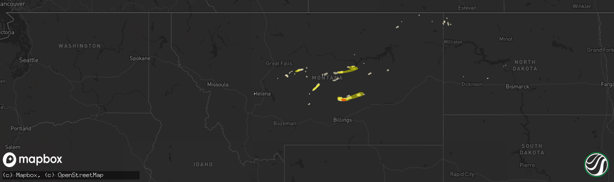 Hail map in Montana on June 4, 2018