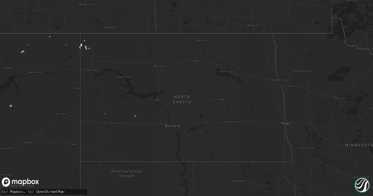 Hail map in North Dakota on June 4, 2018