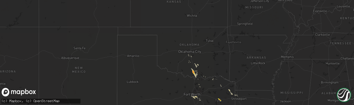 Hail map in Oklahoma on June 4, 2018