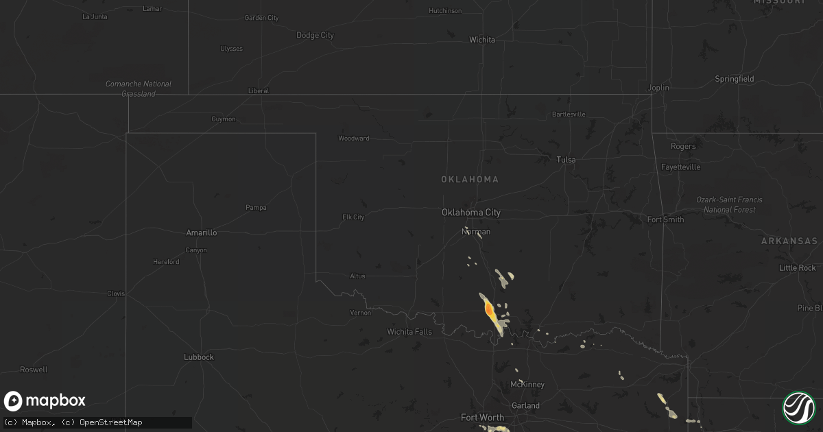 Hail map in Oklahoma on June 4, 2018
