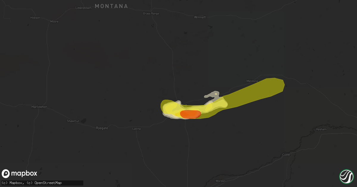 Hail map in Roundup, MT on June 4, 2018
