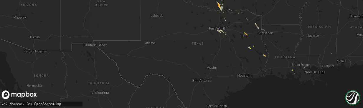 Hail map in Texas on June 4, 2018