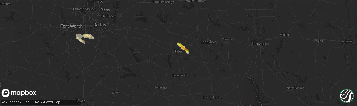 Hail map in Tyler, TX on June 4, 2018