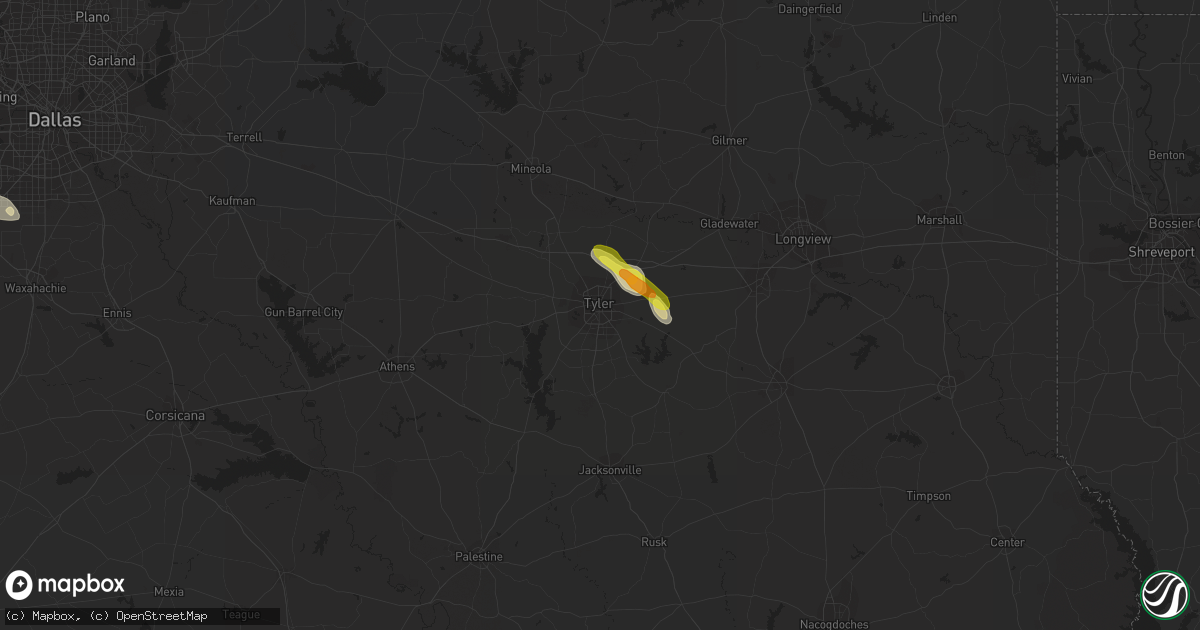 Hail map in Tyler, TX on June 4, 2018
