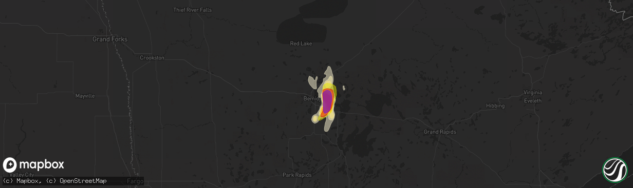 Hail map in Bemidji, MN on June 4, 2019